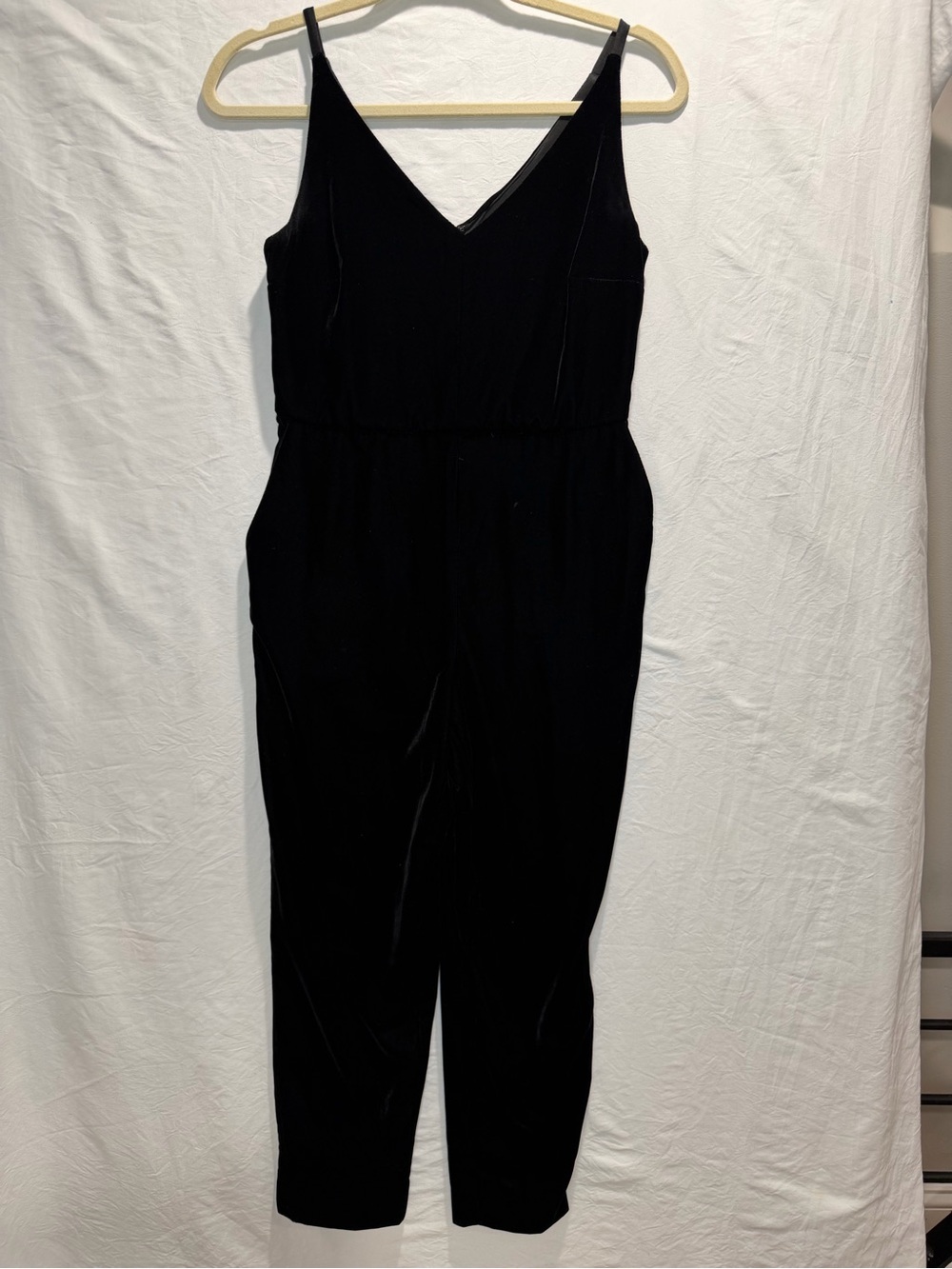 Banana Republic Black Velvet V-Neck Jumpsuit